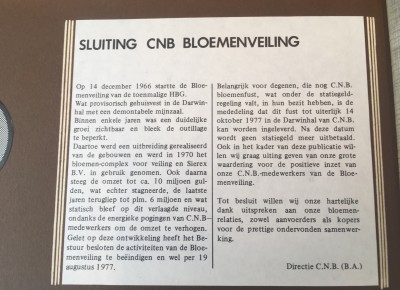 1977: Beëindigen bloemenveiling